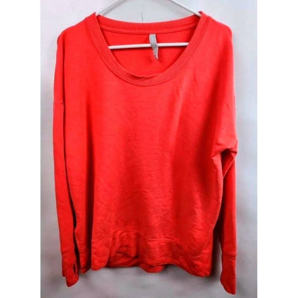 Athleta Sundown Sweatshirt Womens Large Coral Pink Relaxed Thumbhole Activewear